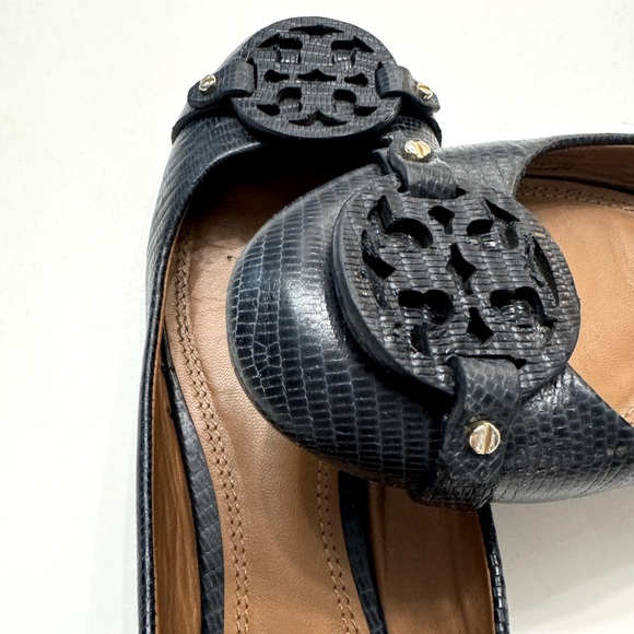 Tory Burch Mini Miller Lizard Leather Ballet Flats - Picture 9 of 16